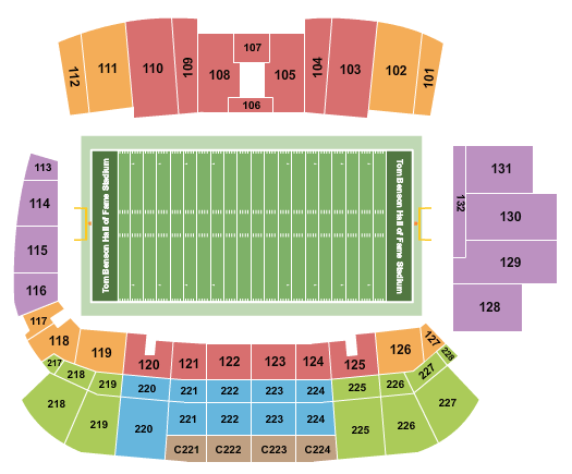 Tom Benson Hall of Fame Stadium NFL Pro Football Seating Chart